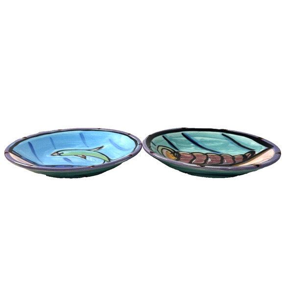Kelly Jo Kuchar 1997 Hand Painted Bowls Signed Hawaii Surfing Prize Set of 2 - Picture 8 of 8
